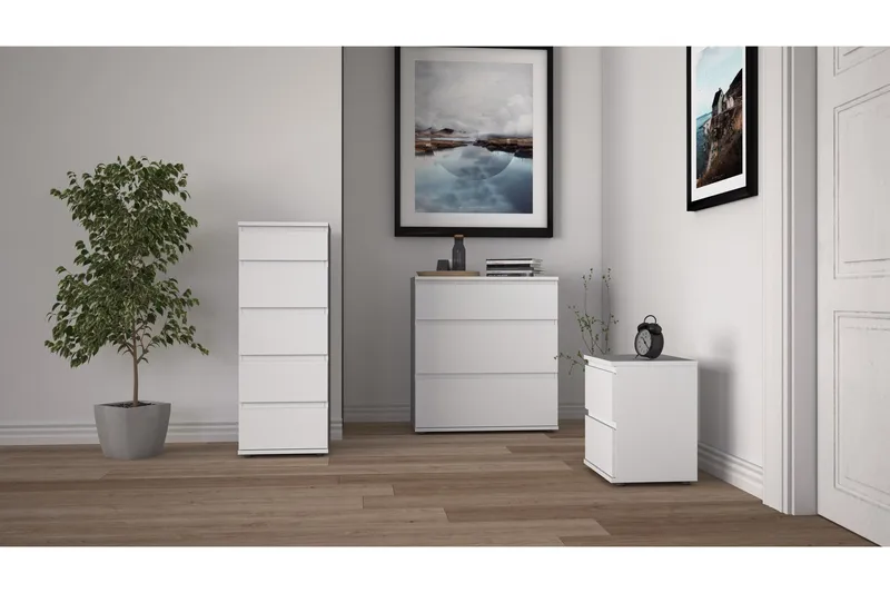 Rengo Byrå Smal 5 Lådor - Vit - Förvaring - Förvaringsmöbler - Byrå - Hallbyrå