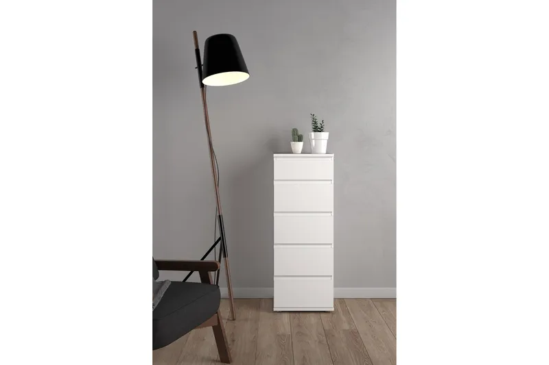 Rengo Byrå Smal 5 Lådor - Vit - Förvaring - Förvaringsmöbler - Byrå - Hallbyrå