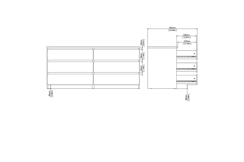 Salomns Byrå 50x154 cm - Vit|Grå - Hallförvaring - Hallbyrå - Byrå