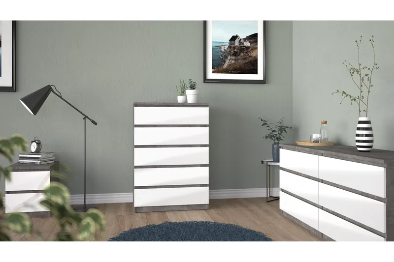 Salomns Byrå 50x154 cm - Vit|Grå - Förvaring - Förvaringsmöbler - Byrå - Hallbyrå