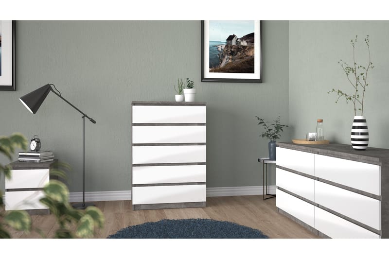 Salomns Byrå 50x154 cm - Vit|Grå - Förvaring - Förvaringsmöbler - Byrå