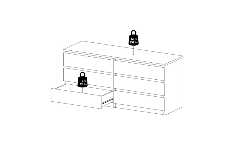 Salomns Byrå 50x154 cm - Vit|Grå - Förvaring - Förvaringsmöbler - Byrå