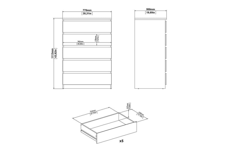 Salomns Byrå 77 cm - Vit - Förvaring - Förvaringsmöbler - Byrå - Hallbyrå
