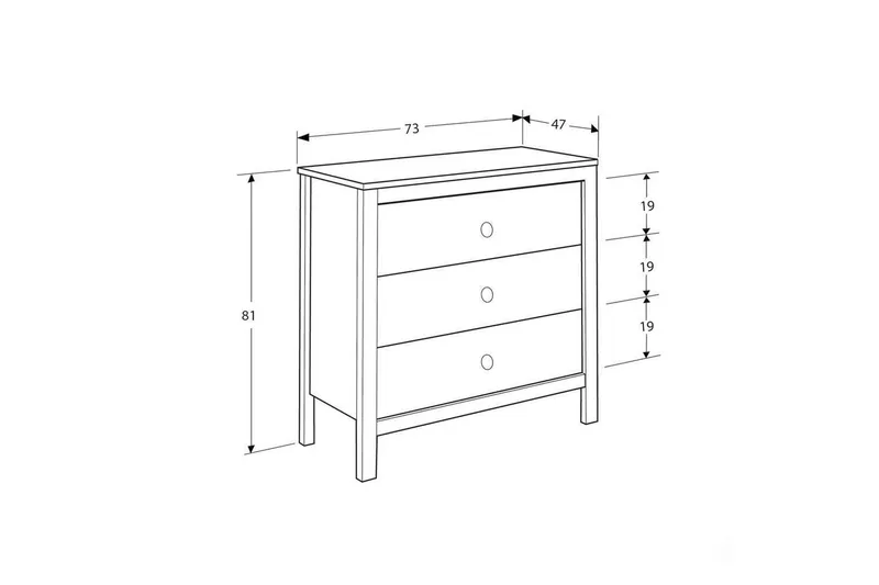 Seban Byrå 73 cm - Vit - Förvaring - Förvaringsmöbler - Byrå - Hallbyrå