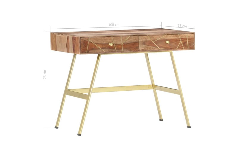Skrivbord med lådor 100x55x75 cm massivt sheshamträ - Brun - Förvaring - Förvaringsmöbler - Byrå - Sekretär