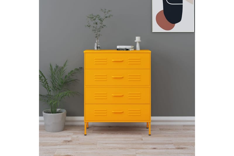 Byrå senapsgul 80x35x101,5 cm stål - Gul - Förvaring - Hallförvaring