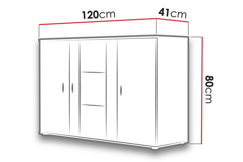 Soho Byrå 41x120 cm LED-belysning - Ek|Svart|Blå|Blå LED - Byrå