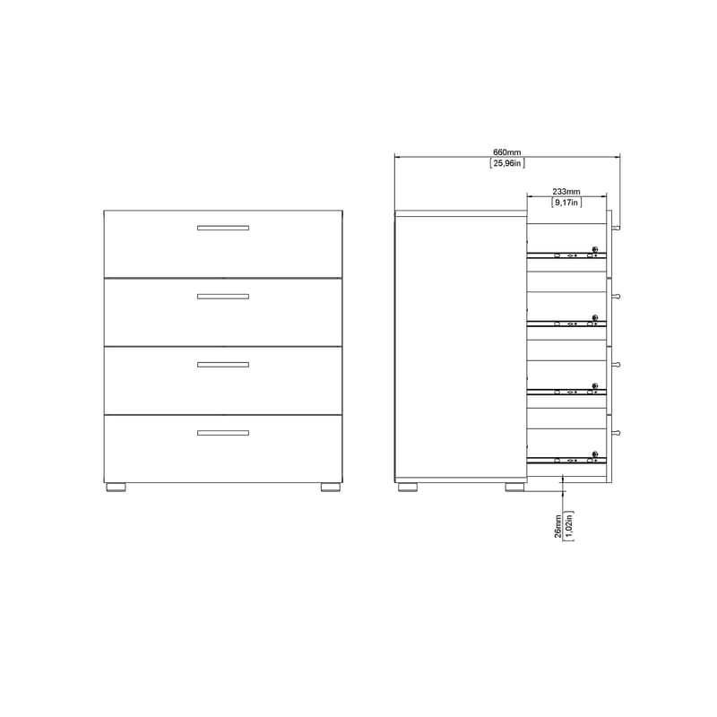 Suntia Byrå med 4 lådor 70x40x82 cm - Förvaring - Förvaringsmöbler - Byrå - Hallbyrå