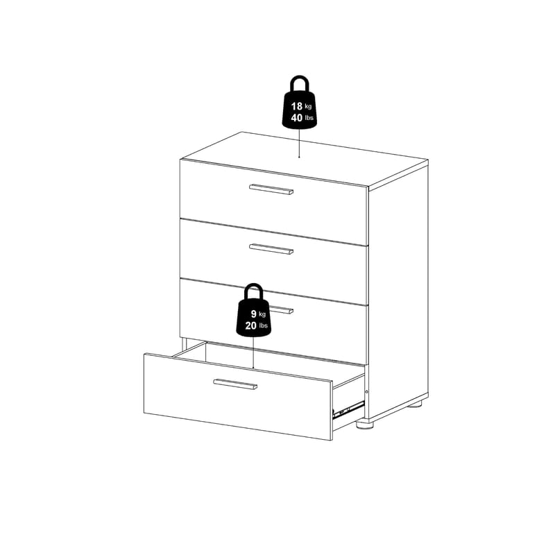 Suntia Byrå med 4 lådor 70x40x82 cm - Förvaring - Förvaringsmöbler - Byrå - Hallbyrå
