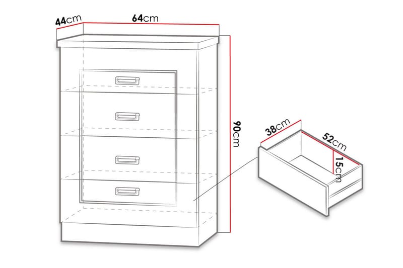 Tadeusz Byrå 63x44x90 cm - Brun - Förvaring - Förvaringsmöbler - Byrå - Hallbyrå