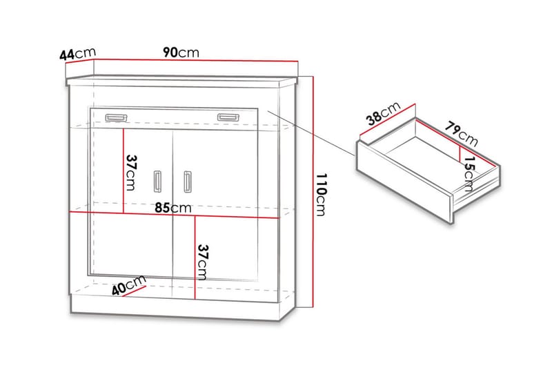 Tadeusz Byrå 90x44x110 cm - Brun - Förvaring - Förvaringsmöbler - Byrå - Hallbyrå
