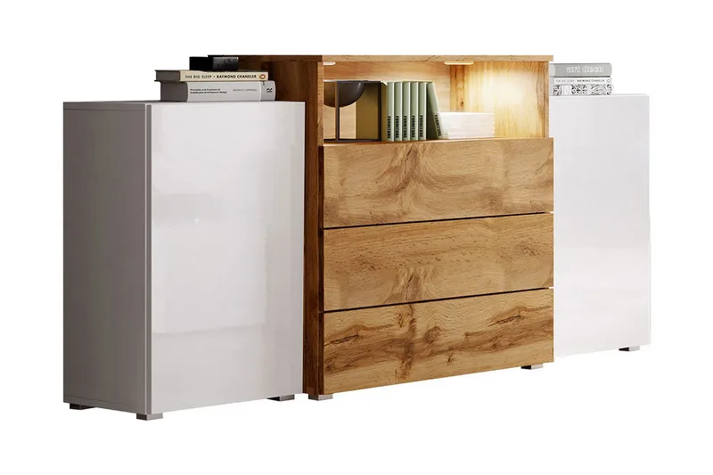 Urbanie Byrå 39x150 cm LED, Vit/Natur