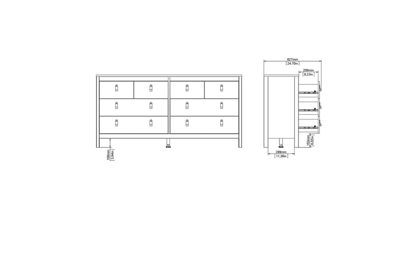 Vallvidera Byrå 38x159 cm - Svart - Byrå - Hallförvaring