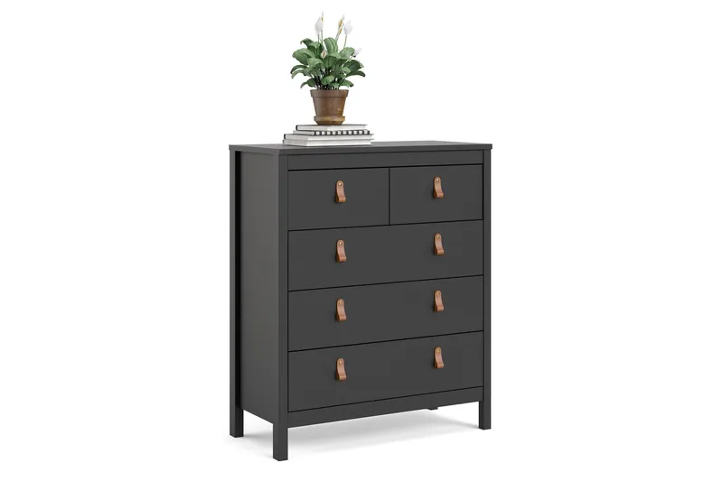 Vallvidera Byrå 5 Lådor 38x82 cm - Svart/Natur - Förvaring - Förvaringsmöbler - Byrå