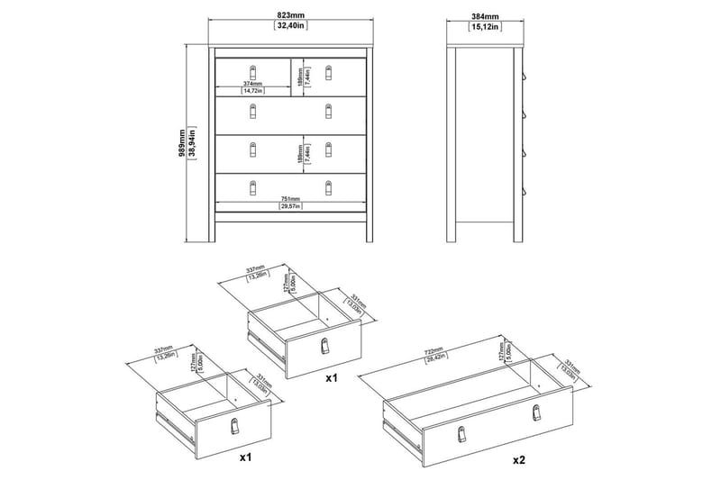 Vallvidera Byrå 82 cm - Beige - Förvaring - Förvaringsmöbler - Byrå - Hallbyrå
