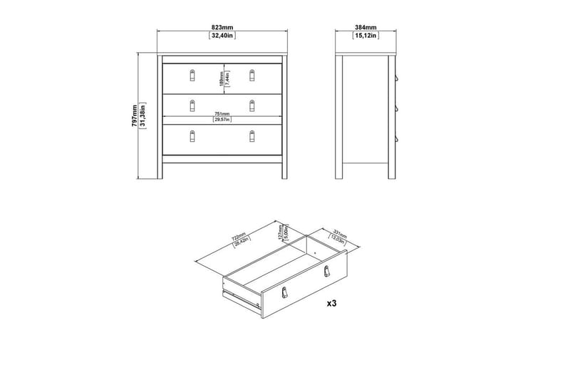 Vallvidera Byrå 82 cm - Beige - Förvaring - Förvaringsmöbler - Byrå - Hallbyrå