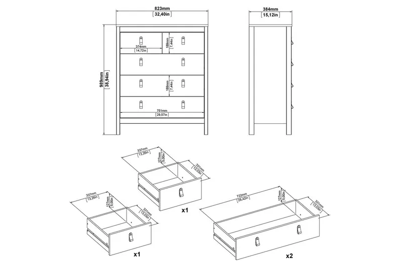 Vallvidera Byrå 82 cm - Beige - Förvaring - Förvaringsmöbler - Byrå - Hallbyrå