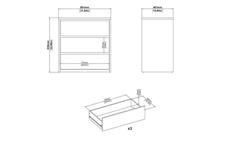 Varun Byrå 80 cm - Vit - Förvaring - Förvaringsmöbler - Byrå - Hallbyrå