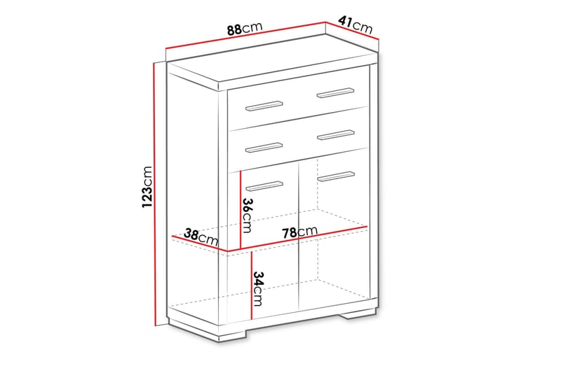 Vegas Byrå 41x88 cm LED-belysning - Ek - Förvaring - Förvaringsmöbler - Byrå - Hallbyrå