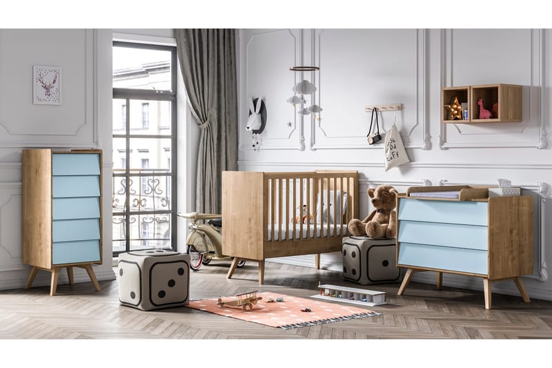 Vintage Byrå Trä/Natur/Blå - VOX - Förvaring - Förvaringsmöbler - Byrå - Hallbyrå