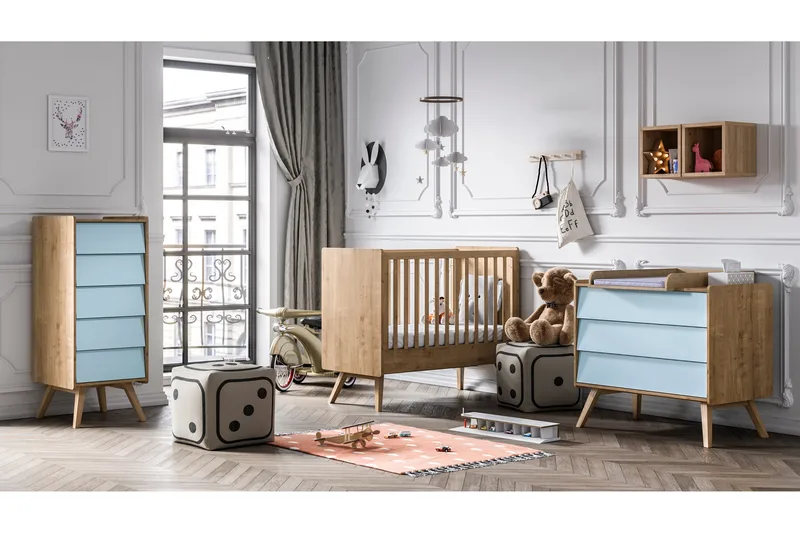 Vintage Byrå Trä/Natur/Blå - VOX - Förvaring - Förvaringsmöbler - Byrå - Hallbyrå