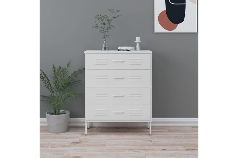 Byrå vit 80x35x101,5 cm stål - Vit - Förvaring - Hallförvaring