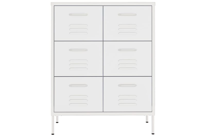 Byrå vit 80x35x101,5 cm stål - Vit - Förvaring - Hallförvaring