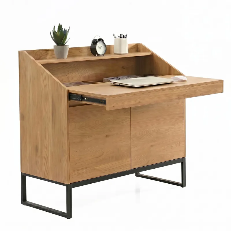 Walvik Sekretär 100 cm i MDF med metallben - ekdekor / svart - Förvaring - Förvaringsmöbler - Byrå - Sekretär