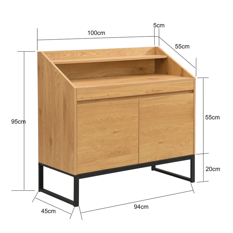 Walvik Sekretär 100 cm i MDF med metallben - ekdekor / svart - Förvaring - Förvaringsmöbler - Byrå - Sekretär
