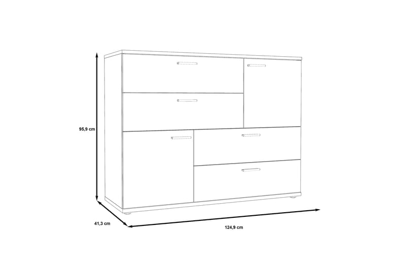 Waunifor Byrå 125 cm - Brun/Vit - Förvaring - Förvaringsmöbler - Byrå