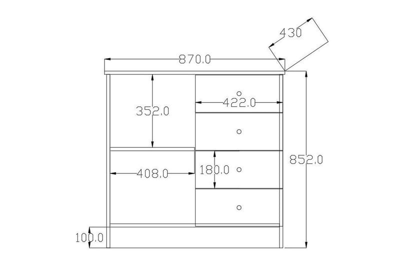 Zavira Byrå 87 cm - Matt Vit - Förvaring - Förvaringsmöbler - Byrå - Hallbyrå