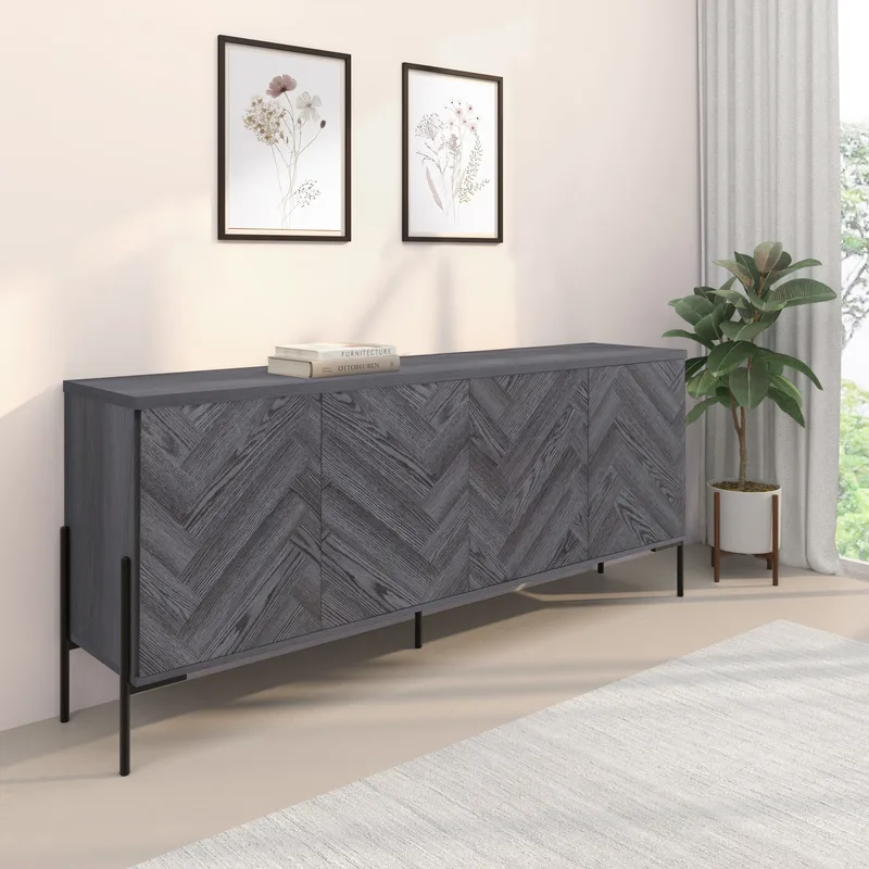 Charlene Skänk 175x75 cm - Grå fiskbensek / grå ek - Förvaring - Förvaringsmöbler - Sideboard & skänk
