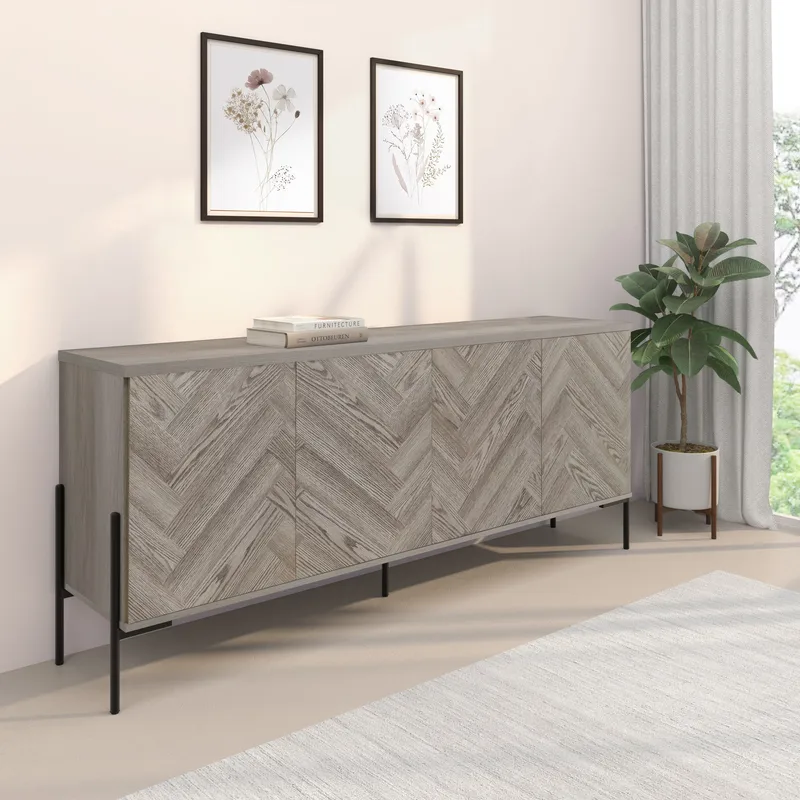 Charlene Skänk 175x75 cm - Naturfärgad fiskbensek / naturek - Förvaring - Förvaringsmöbler - Sideboard & skänk