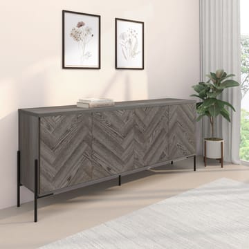 Charlene Skänk 175x75 cm - Vit fiskbensek / vit ek - Förvaring - Förvaringsmöbler - Sideboard & skänk