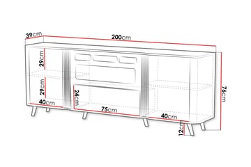 Clement Byrå 200 cm - Svart - Inredning - Kaminer - Kamin utan skorsten - Elkaminer