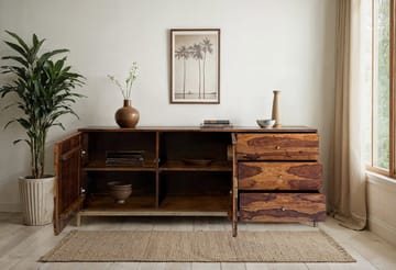 Coruna Sideboard 180 cm - varm mörkbrun och guld - Förvaring - Förvaringsmöbler - Sideboard & skänk