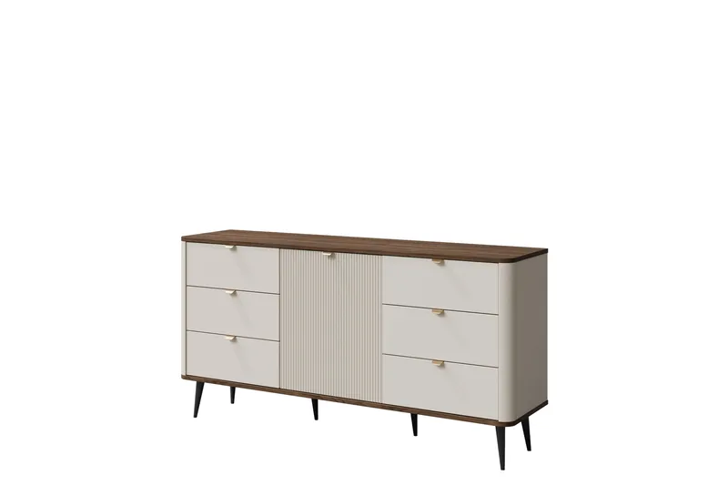Cucina Skänk 160x40 cm i Trä med Metallben, Beige|Brun