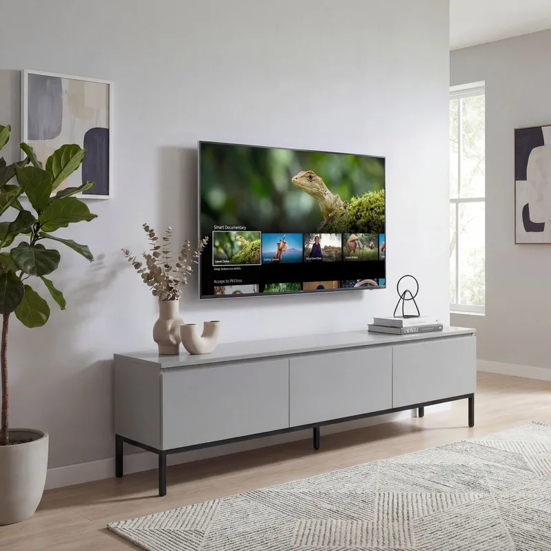 Dorvik TV-bänk 150 cm med 3 lådor - ljusgrått och svart - Förvaring - Förvaringsmöbler - Sideboard & skänk
