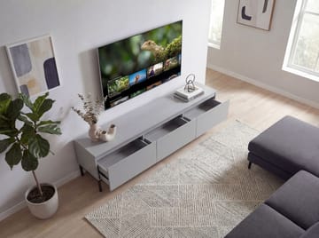Dorvik TV-bänk 150 cm med 3 lådor - ljusgrått och svart - Möbler - Tv möbel & mediamöbel - TV bänk & mediabänk