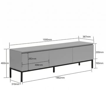 Dorvik TV-bänk 150 cm med 3 lådor - ljusgrått och svart - Möbler - Tv möbel & mediamöbel - TV bänk & mediabänk