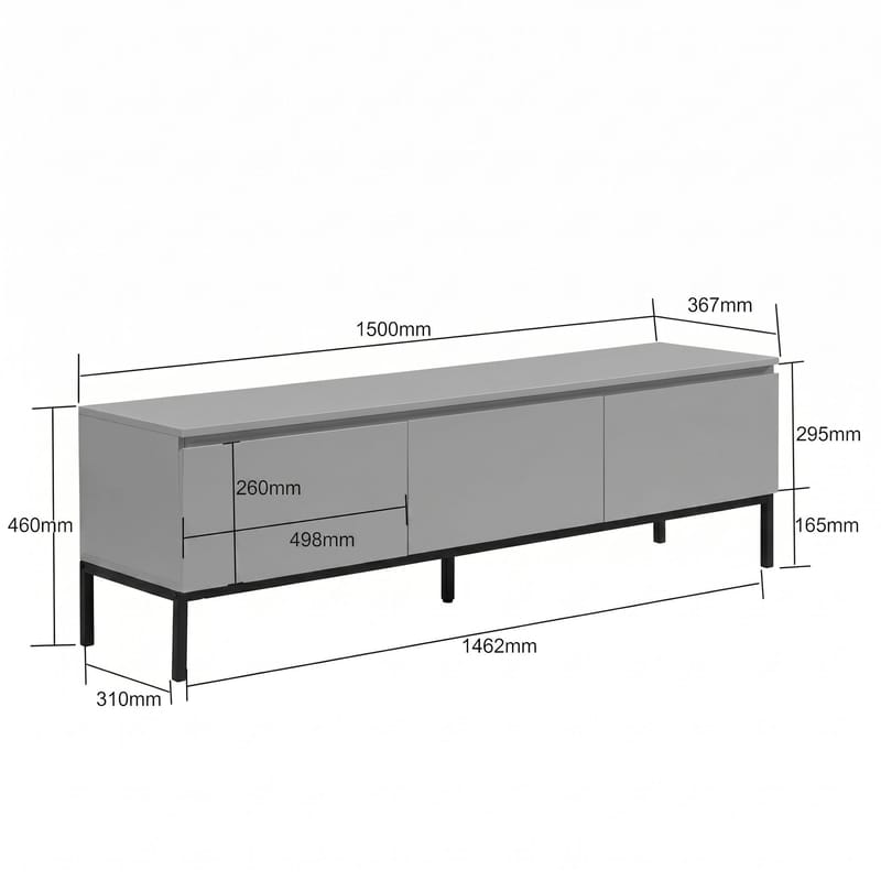 Dorvik TV-bänk 150 cm med 3 lådor - ljusgrått och svart - Förvaring - Förvaringsmöbler - Sideboard & skänk