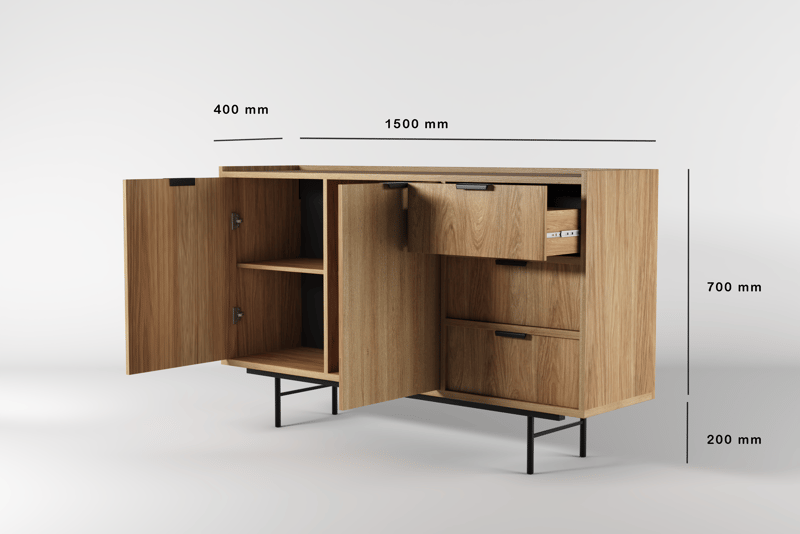 Dravo Skänk 90x150 cm - Naturlig hickory - Förvaring - Förvaringsmöbler - Sideboard & skänk