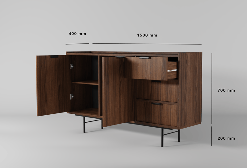 Dravo Skänk 90x150 cm - Warmia valnöt - Förvaring - Förvaringsmöbler - Sideboard & skänk