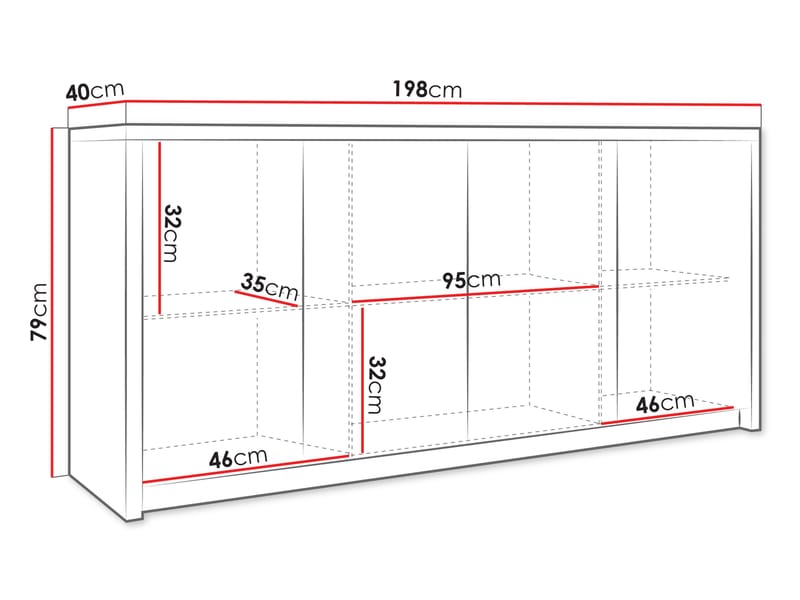 Driva Skänk 198 cm - Svart - Förvaring - Förvaringsmöbler - Sideboard & skänk