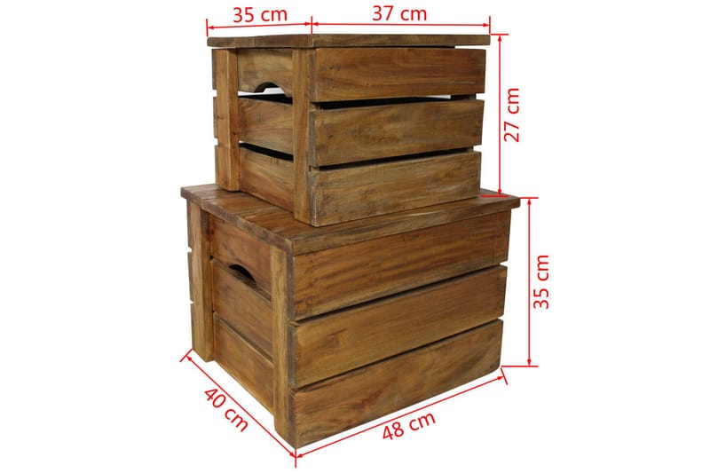 Förvaringskistor 2 st massivt återvunnet trä - Brun - Förvaringskista