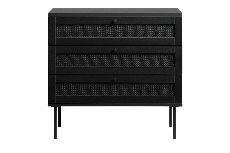 Kamello Förvaringskista med tre lådor 80 cm, Svart