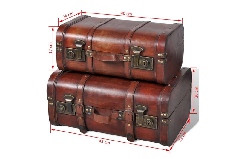 Skattkistor vintagestil 2 st trä brun - Brun - Förvaring - Förvaringsmöbler - Förvaringskista