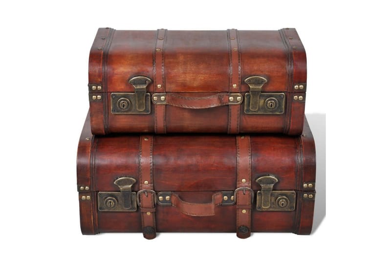 Skattkistor vintagestil 2 st trä brun - Brun - Förvaring - Förvaringsmöbler - Förvaringskista