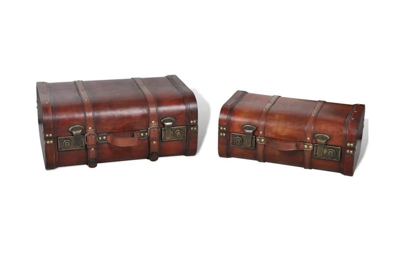 Skattkistor vintagestil 2 st trä brun - Brun - Förvaring - Förvaringsmöbler - Förvaringskista