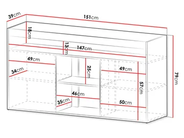 Fiorea Skänk 151 cm LED-belysning - Brun och grå - Förvaring - Förvaringsmöbler - Sideboard & skänk